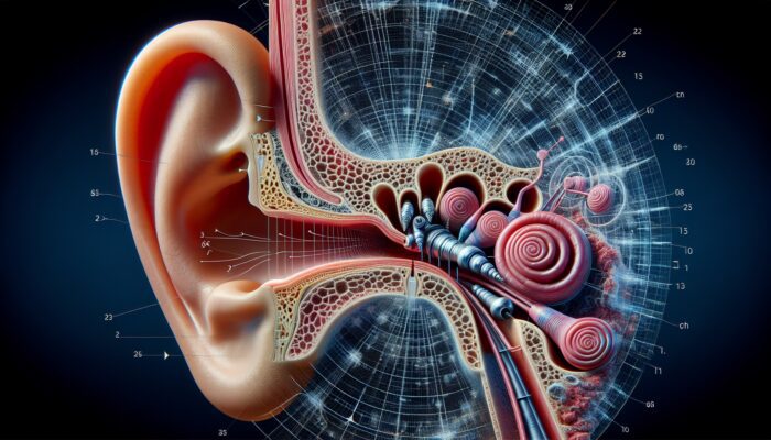 Cross-section of human ear showing eardrum vibration and sound transmission to middle ear.